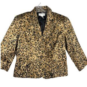 Draper's & Damon's Petite XL, cheetah leopard print blazer, stretchy, embroidery